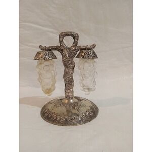 Vintage Price Import Silver Plated Hanging Grape Salt / Pepper Shaker Set Japan